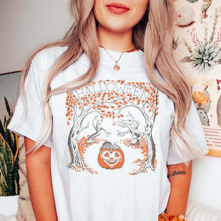 Halloween Pumpkin Cat Comfort Colors Tee - Limeberry Designs