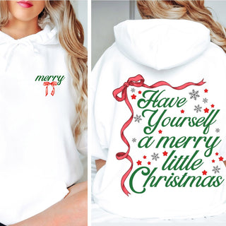 Have Yourself A Merry Christmas Bow Graphic Hoodie Front & Back Design - Limeberry Designs