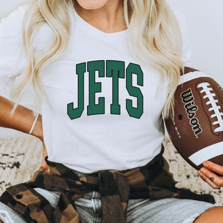 Jets Collegiate Letter Bella Graphic Tee - Limeberry Designs