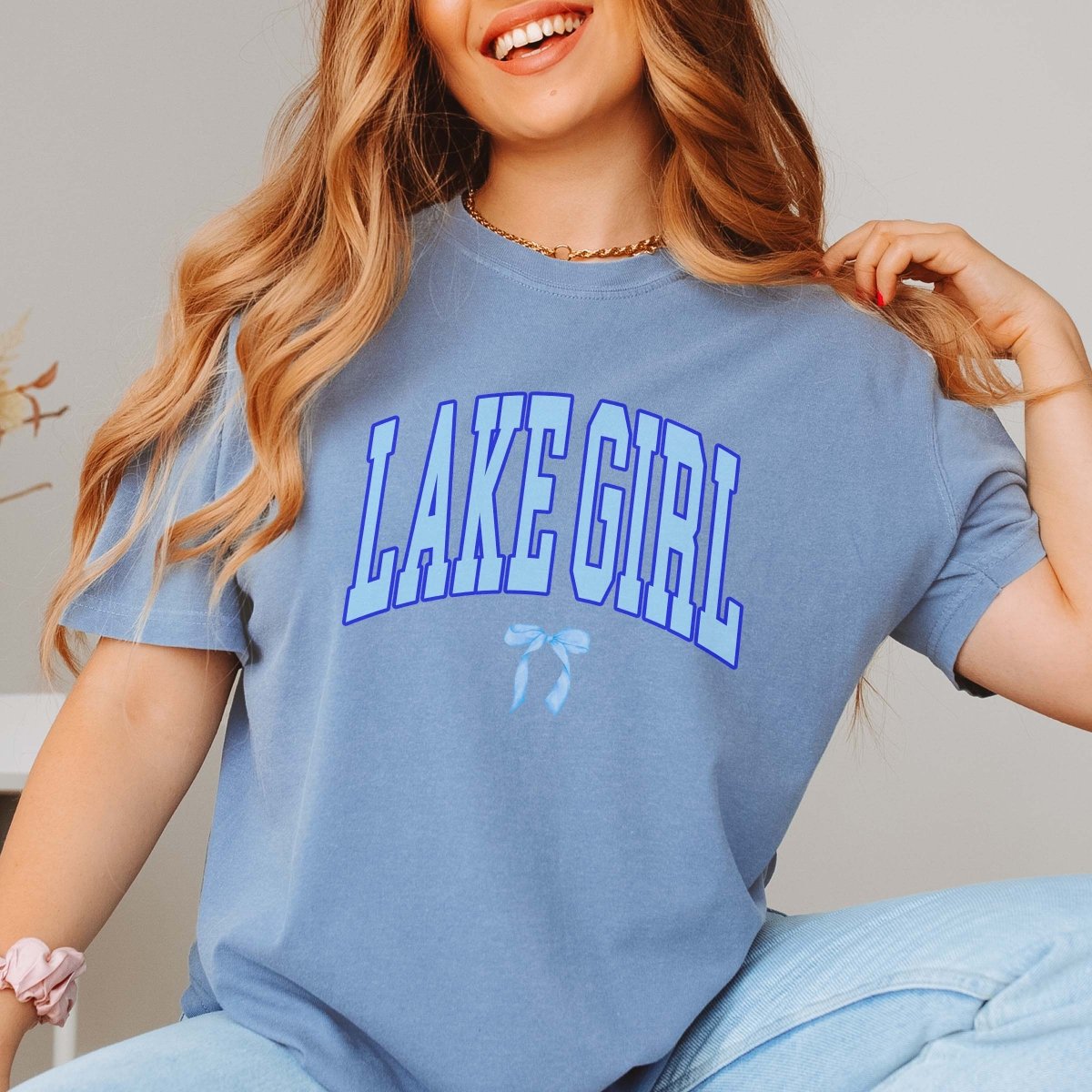 Lake Girl With Bow Comfort Color Tee - Limeberry Designs