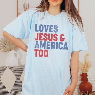 Loves Jesus & America Too Tee - Limeberry Designs