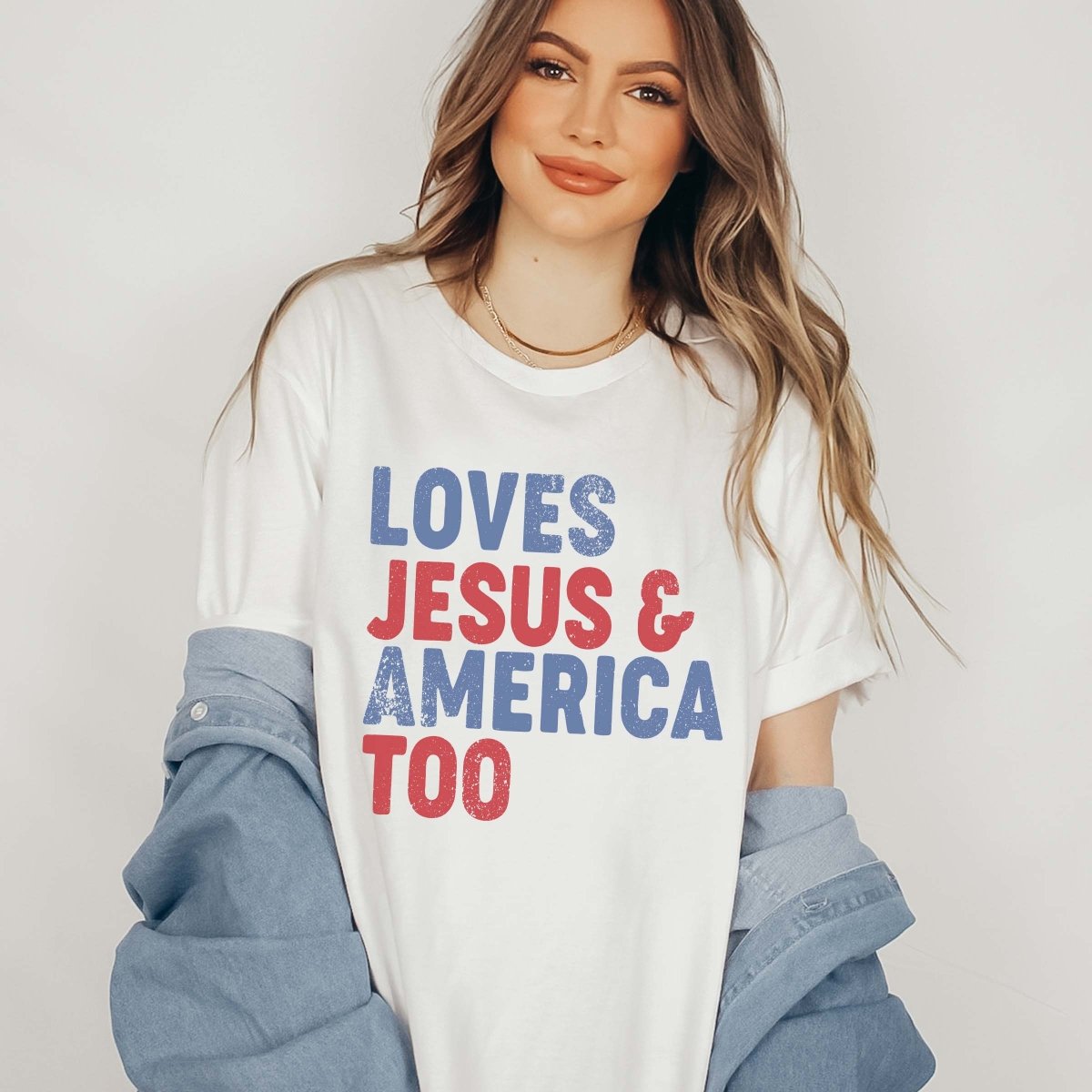 Loves Jesus & America Too Tee - Limeberry Designs