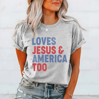 Loves Jesus & America Too Wholesale Tee - Fast Shipping - Limeberry Designs