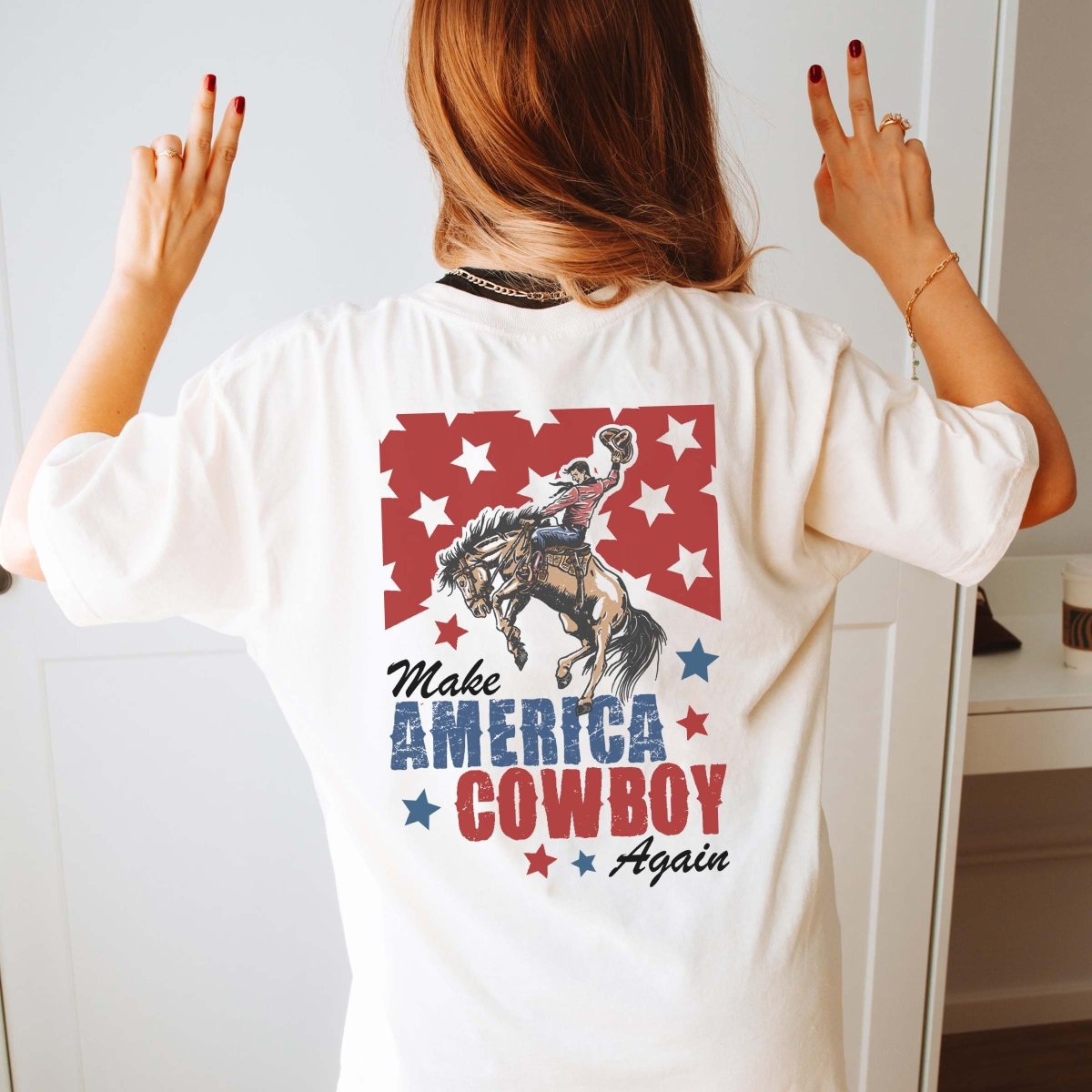 Make America Cowboy Again Back Design Comfort Color Tee - Limeberry Designs