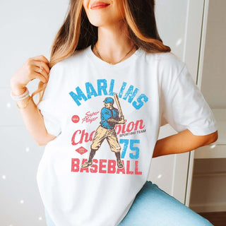 Marlins Vintage Baseball Team Graphic Tee - Limeberry Designs
