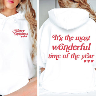 Merry Christmas Retro Graphic Hoodie Front & Back Design - Limeberry Designs