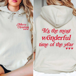 Merry Christmas Retro Graphic Hoodie Front & Back Design - Limeberry Designs
