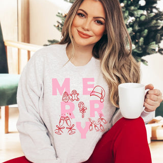 Merry Sketch Christmas Icons Graphic Sweatshirt - Limeberry Designs