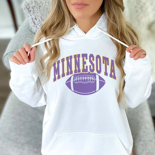 Minnesota With Football Graphic Hoodie - Limeberry Designs
