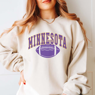 Minnesota With Football Graphic Sweatshirt - Limeberry Designs