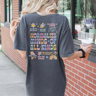 Normalize Minds Of All Kinds Back Design Comfort Color Tee - Limeberry Designs