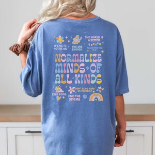 Normalize Minds Of All Kinds Back Design Comfort Color Tee - Limeberry Designs