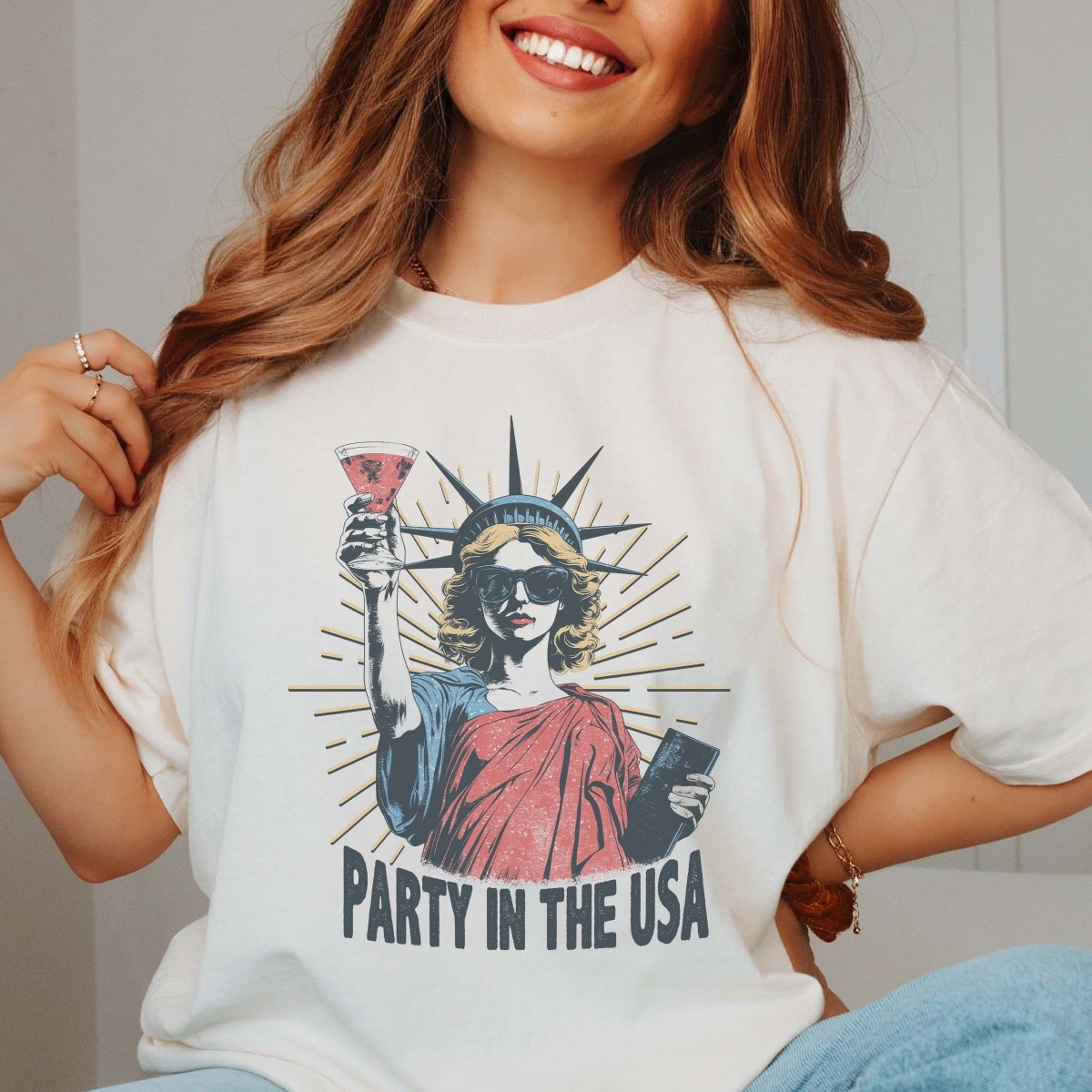 Party In The USA Statue of Liberty Comfort Color Tee - Limeberry Designs