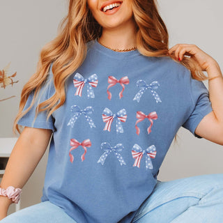 Patriotic Bow Collage Comfort Color Tee - Limeberry Designs
