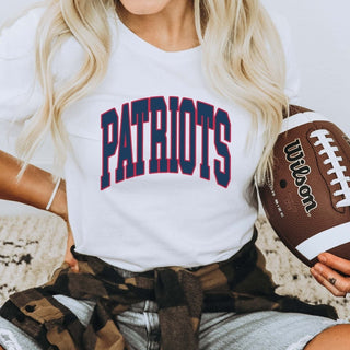 Patriots Collegiate Letter Bella Graphic Tee - Limeberry Designs