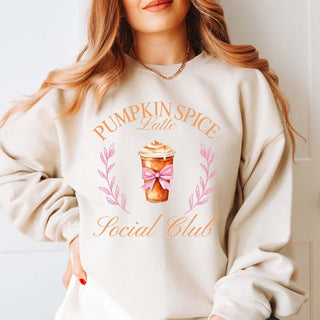 Pumpkin Spice Latte Social Club Graphic Sweatshirt - Limeberry Designs