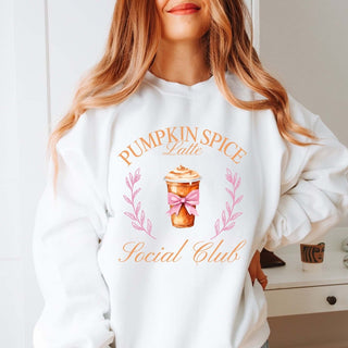 Pumpkin Spice Latte Social Club Graphic Sweatshirt - Limeberry Designs