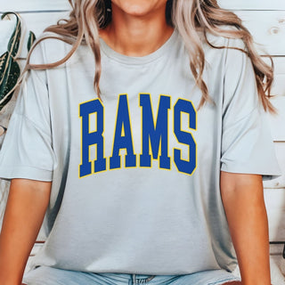 Rams Collegiate Letter Bella Graphic Tee - Limeberry Designs