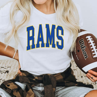 Rams Collegiate Letter Bella Graphic Tee - Limeberry Designs