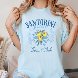 Santorini Greece Social Club Comfort Color Tee - Limeberry Designs