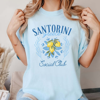 Santorini Greece Social Club Comfort Color Tee - Trending Tee - Limeberry Designs