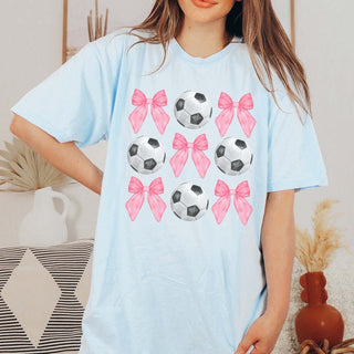 Soccer And Bows Collage Tee - Fast Shipping - Limeberry Designs