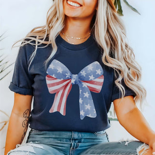 Stars and Stripes Bow Tee - Limeberry Designs