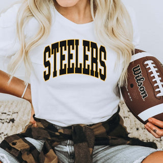 Steelers Collegiate Letter Bella Graphic Tee - Limeberry Designs