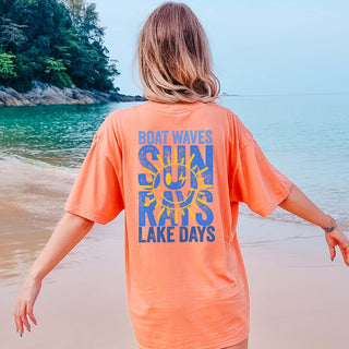 Sun Rays Lake Days Blue Back Design Comfort Color Tee - Limeberry Designs