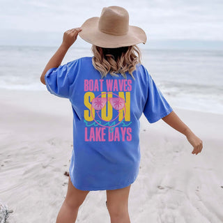 Sun Rays Lake Days Pink Back Design Comfort Color Tee - Limeberry Designs