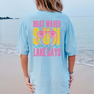 Sun Rays Lake Days Pink Back Design Comfort Color Tee - Limeberry Designs