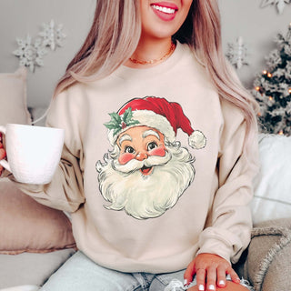 Vintage Santa Red Hat Graphic Sweatshirt - Limeberry Designs