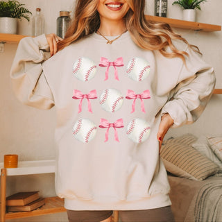 Baseballs And Bows Collage Sweatshirt - Limeberry Designs