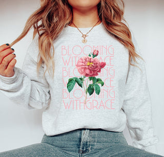 Blooming with Grace Crew Sweatshirt - Limeberry Designs