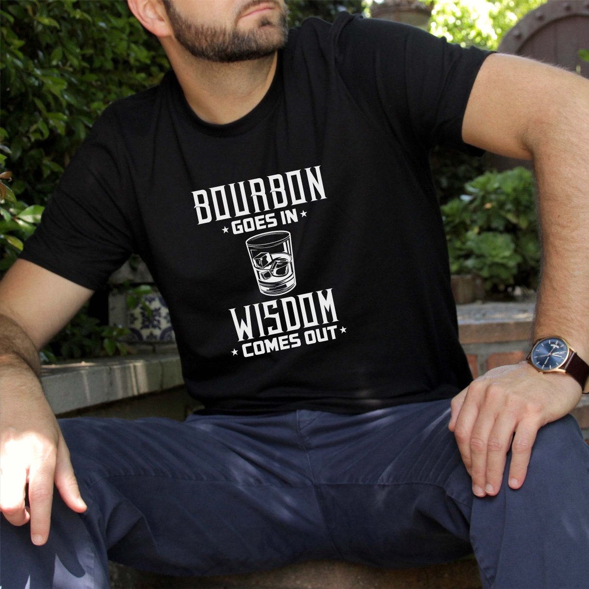 Bourbon Goes In Wisdom Comes Out Tee - Limeberry Designs