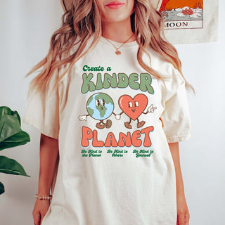 Create a kinder planet Earth and Heart Comfort Color Tee - Limeberry Designs