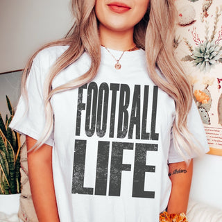 Football Life White Comfort Color Tee - Limeberry Designs