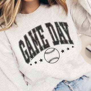 Game Day Baseball And Stars Sweatshirt - Limeberry Designs