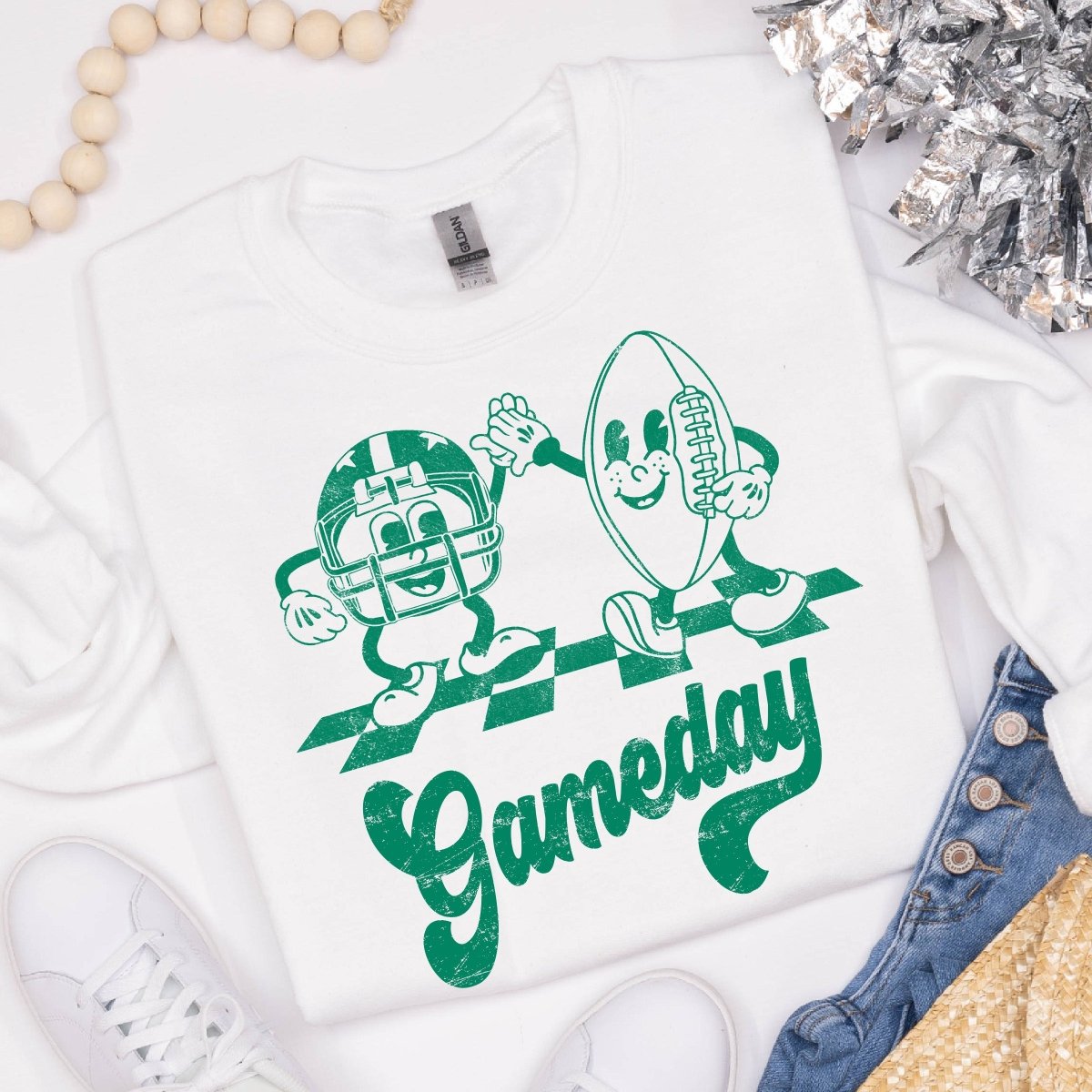Gameday Football Green Crewneck - Limeberry Designs