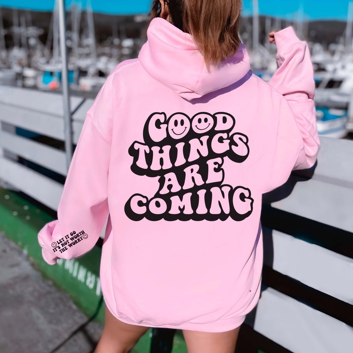 Good Things Are Coming Hoodie With Sleeve Design - Limeberry Designs
