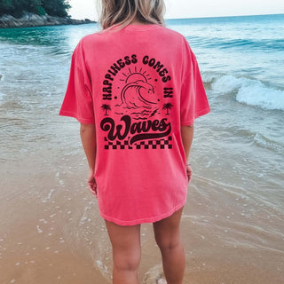 Happiness Comes in Waves * Back Graphic * Comfort Color - Limeberry Designs