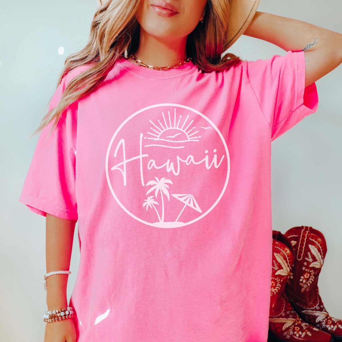 Hawaii Circle Comfort Color Tee - Limeberry Designs