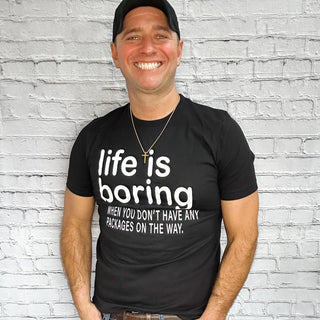 Life Is Boring White Front And Back Design Tee - Limeberry Designs