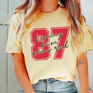 Loving Him was Red Comfort Color Tee - Limeberry Designs