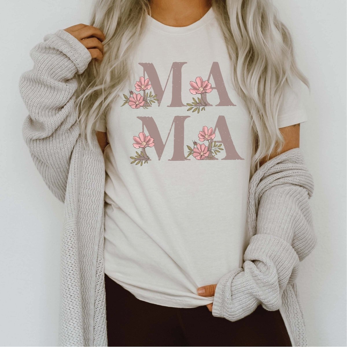 Mama Flowers Pink Tee - Limeberry Designs