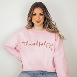 Thankful Cross Crew Sweatshirt - Limeberry Designs