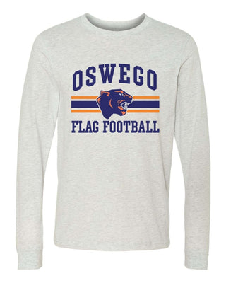 1 - Oswego Flag Football Stripes Ash Long Sleeve Tee - Limeberry Designs