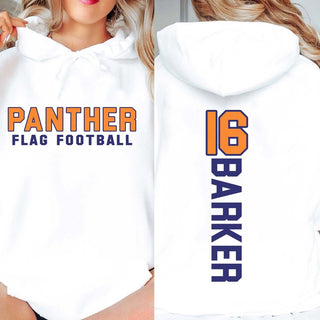 1 - Panther Flag Football Front/Barker 16 Back White Hoodie - Limeberry Designs