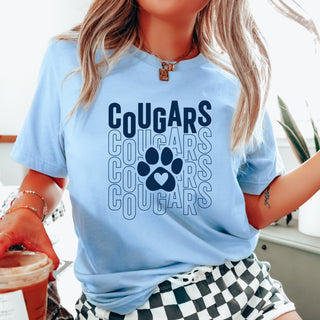 Cougars Repeat with Heart Paw Short & Long Sleeve - Hunt Club Elementary