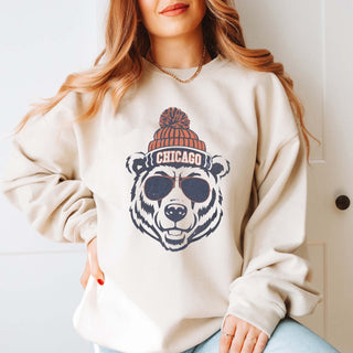 Bear With Chicago Beanie Graphic Sweatshirt